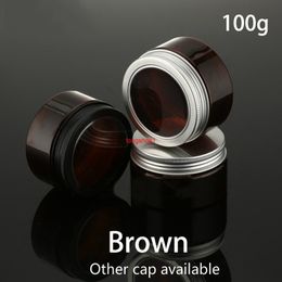Brown 100g Empty Plastic Jar 100ml Cosmetic Lotion Cream Bottle Refillable Spice Candy Packaging Travel Container Free Shippingfree shipping