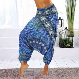 Yoga Pants Women Casual Loose Hippy Yoga Thai Lady Trousers Smock Waist Boho Festival Hippy Yoga Rayon Running Fitness H1221