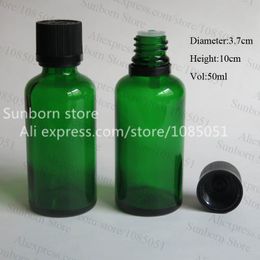 10 X 50cc black tamper eveident dropper bottle in green Colour