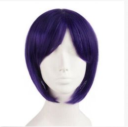 Wig Short Smooth Violet Dark 31cm With Wick, Cosplay