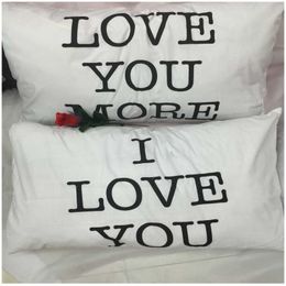 Valentinstag Kissenbezüge Ich liebe dich Kissenbezug Schlafzimmer Dekoration Kissenhülse Weiß 50 * 70 cm Weiche romantische Paare 10xl G2