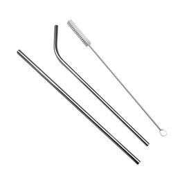 Free shipping 500pcs 10.5 inch 26.6cm 6mm Stainless Steel Straw Bent Straight Drinking Straws Reusable ECO Metal Straw Bar Drinks