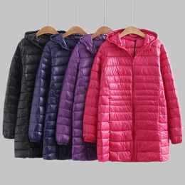 New Autumn Winter Plus Size 6XL Down Jacket Women Ultra Light White Duck Down Coat Parkas Long Slim Hooded Female Outwear RH1340 T200102