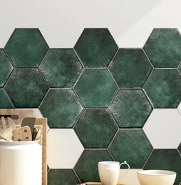 Retro dark green hexagonal Tiles toilet restaurant hexagon floor kitchen wall tile