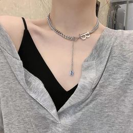 thick silver chains UK - Chains Punk Letter B Pendant Thick Chain Necklace For Women Men Goth Silver Color Choker Neck Vintage Jewelry Gift