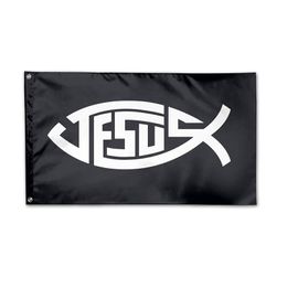 Jesus Christian Fishs Flag 150x90cm 100D Polyester Digital Printing Sports Team School Club Indoor Outdoor Shipping Free Shipping