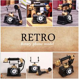 Decorative Objects & Figurines Industrial Loft Retro Rotary Phone Model Crafts Decoration Shop Cafe Living Room Showcase Shoot Props