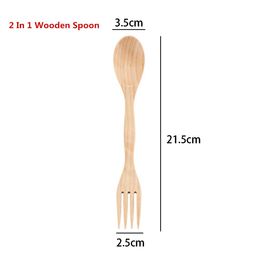 Natural Wooden Kitchen Cooking Spoons Large Salad Server Wood Fork Spoon Cutlery Set Wooden Utensils Tableware H jllUhg