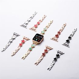 Luxury Metal straps for Apple watch 38mm 40mm 41mm 42mm 44mm 45mm Four-leaf clover replacement strap for iwatch 7 6 5 4 3 2 1 SE smartwatch band