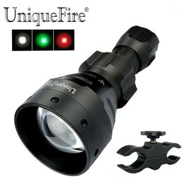 red green scope Canada - UniqueFire 1504 XPE White Red  Green Light Led 67mm Convex Lens 3 Modes Zoomable Focus Torch With QQ09 Scope Mount Flashlights To Torches