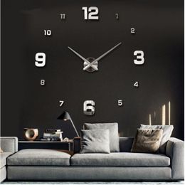 2019 new arrival 3d real big wall clock modern design rushed Quartz clocks fashion watches mirror sticker diy living room decor LJ201204