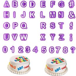 40pcs/set Alphabet Cake Moulds Figure Plastic Letter Fondant Mould Cookie Cutter Number Cake Mould Baking Decorating Tools