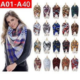 Plaid Scarves Girls Shawl 140*140cm Grid Wraps Lattice square Neck Scarf Fringed Pashmina Winter Neckerchief Blankets 40styles