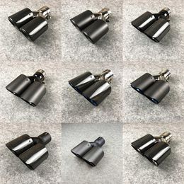 One Piece Carbon Fibre Exhaust Pipe 10 Colours Nozzles Muffler Tip Car Universal Accessories Stainless Steel Double Outlet Tailpipe