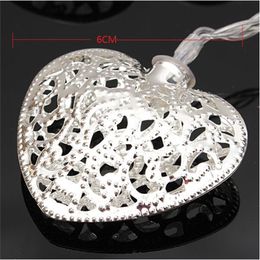 3.3M 20LED Battery Operated Silver Heart LED Fairy Lights String Decoration Light for Festival Halloween Christmas Party Wedding 201203