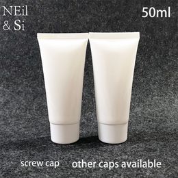 50ml White Plastic Cosmetic Soft Tube 50g Facial Cleanser Hand Cream Lotion Packing Squeeze Bottles 50pcs/lot Free Shipping