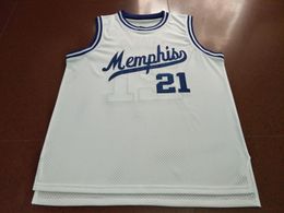 21S Memphi White #21 LARRY FINCH Home RETRO white Mesh fabric Full embroidery Size S-4XL or custom any name or number College jersey