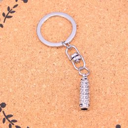 Fashion Keychain 25*7mm leaning tower of pisa italy Pendants DIY Jewelry Car Key Chain Ring Holder Souvenir For Gift