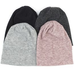 Charm Wood Spring Winter Autumn Fashion Solid Colour Ribbed Beanie Hat Cotton Skull Caps For Adults Woman Man Beanies Warm Y201024