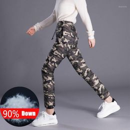 Camouflage Down Pants Women Elastic High Waist White Duck Warm Cotton Trousers Winter Outdoor Ultralight Thermal Sport Pant1