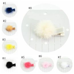 Hair Accessories Fur Pompom Ball Hairclip Solid Pom Hairball Clips Cute Baby Hairpins Small Kids Girls Hairpin 12 Colors