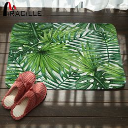 Miracille Entrance Home Doormats Tropical Plants Printed Coral Velvet Bathroom Anti-slip Carpet Outdoor Kitchen Floor Mats Rug 201116