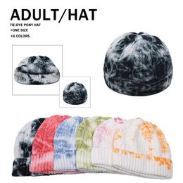 2020 New style Tie Dyed Knitted Hat Winter keep warm Hat Short Melon Cap Colourful Unisex Hip Hop Cap party Hats T9I00668