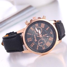 Fashion Women Alloy Dress Watches Bracelet Geneva Roman Numerals Genuine Leather Analog Quartz Wristwatch Casual Watch Relogio.