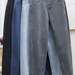 Jeans donna vita alta Plus Size Zipper Skinny Pantaloni a matita in denim a figura intera 5XL 6XL 7XL 201105