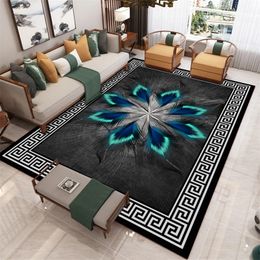 Cartoon Feather 3D Printing Carpets for Living room Bedroom Large Area Rugs Anti-Slip Bedside Floor Mats Nordic Home Big Carpet 201225