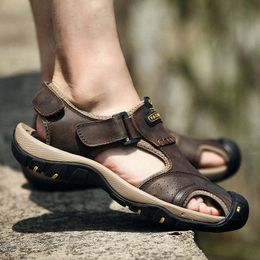 Comfortable Genuine Sandals Shoes Men's Summer Leather Big Size Soft Outdoor Men Roman G14d 60