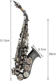 Custom logo Curved Soprano Saxophone B Flat Black Body Brass Woodwind instrument With Mouthpiece Case Free Shipping