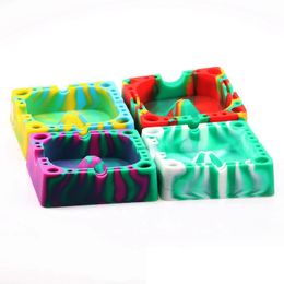 2021 Square Ash Tray Silicone Ashtray Smokeless Smoke Swirl (Food Grade Silicone) Safe Glass Holds