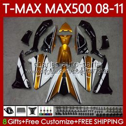 Motorcycle Body For YAMAHA T-MAX500 TMAX-500 White gold MAX-500 T 08-11 Bodywork 107No.14 TMAX MAX 500 TMAX500 MAX500 08 09 10 11 XP500 2008 2009 2010 2011 Fairings