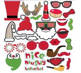 Christmas DIY Photo Props Funny Mask Merry Christmas Photobooth Happy New Year Party Supplies Christmas Decorations