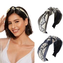 Snake Print Headband Women Girls Turban Knotted Hairbands Elegant Head Hoop Bezel Hair Accessories Headwear Ladies