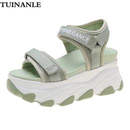 TUINANLE Platform Sandals Green Women 2020 Summer Adjustable Chunky High Heels Female Wedges Shoes for Women Sandalia Feminina