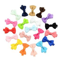 Bow Hairpins Small Baby Mini Grosgrain Ribbon Bows Hairgrips Girls Bowknot Hair Clips Kids Hair Accessories 20 Colors KFJ524