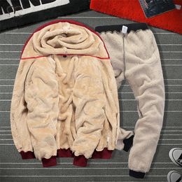 Mens Suits With Pants Autumn Winter Big Sizes Warm Thick Tracksuit Sportswear Men's Sweatsuit Set Jogger Male Hoodies Coat LJ201126