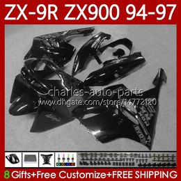 OEM Bodywork For KAWASAKI NINJA ZX-9R ZX 9R 9 R 900 CC ZX-900 1994-1997 Gloss black Bodys 100No.159 ZX9 R ZX900 ZX900C 1994 1995 1996 1997 900CC ZX9R 94 95 96 97 Fairing Kit