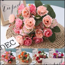 Decorative Flowers & Wreaths Festive Party Supplies Home Garden 30Cm Rose Silk Bouquet Peony Artificial Diy Bride Wedding Decoration Fake Fa