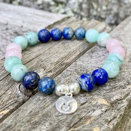 MG1375 Taurus Zodiac Bracelet Women`s Natural Lapis Lazuli Gemstone Bracelet AA Grade Amazonite Rose Quartz Handmade Bracelet