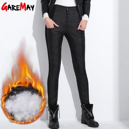 Women Winter Pant High Waist Duck Down Warm For Ladies Work Casual Slim Womens Formal Trousers Long Black Pants Women's classic 201106