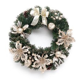 40cm Beautiful Elegant Hanging Christmas Wreath Garland Glitter Flower Fruit Ball Cone Xmas Ornaments Window Door Y200111