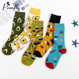 Socks & Hosiery PEONFLY 1 Pair Harajuku Style Women Novelty Kawaii Food Fruit Avocado Sushi Printed Plant Funny Calcetines Mujer