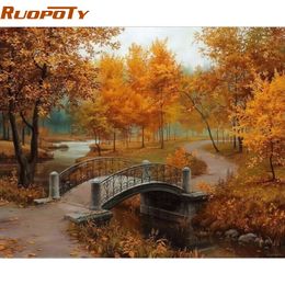 RUOPOTY Frame Autumn Landscape DIY Painting By Numbers Wall Art Decor Handpainted Oil Painting For Home Decor Artwork 40x50cm Y200102