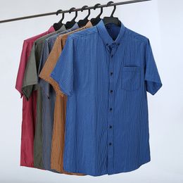 5 Colour Summer Short Sleeve Shirt Men Loose Casual Classic Plaid Business Plus Size Shirts Male Brand Clothes 6XL 7XL 8XL 10XL LJ200925