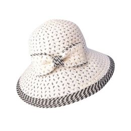 Fashion summer straw sun bow-tie handmade hat for women Y200602