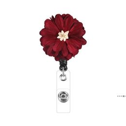 NEWRetractable Flower Badge Reel Lanyard ID Card Badge Holder Ski Pass Multipurpose Key Chain Metal Anti-lost Clip School Office CCD13023