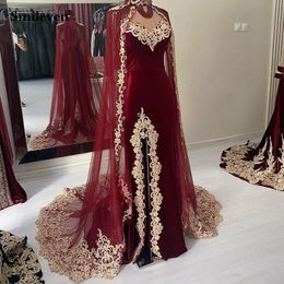 Arab Dubai Evening Dresses With Wrap Royal Velvet Sleeveless Appliqued Lace Prom Dress Sweetheart Gorgeous Custom Made Robe De Soirée